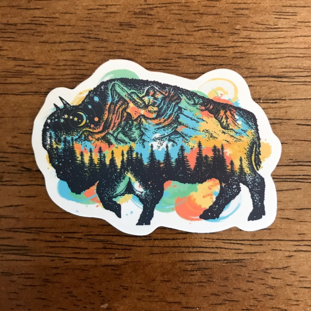 2/$8 Multi-colored Bison Laptop or Tablet Sticker